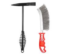 sourcing map 2pcs Welding Chipping Hammer 11.3" Slag Hammer with Coil Spring Handle 9.8" Welding Steel Wire Brush for Rock Pick Forged Brick