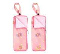 sourcing map 2pcs Wet Umbrellas Bag 3.9" x 9.8" Superfine Fiber Strong Water Absorption Umbrella Case Cover Portable Waterproof Case for Storage Travel Home Outdoor, Pink