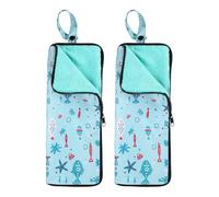 sourcing map 2pcs Wet Umbrellas Bag 4.9" x 12.6" Superfine Fiber Strong Water Absorption Umbrella Case Cover Portable Waterproof Case for Storage Travel Home Outdoor, Sky Blue