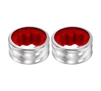 sourcing map 2Pcs Wine Bottle Collars, Leak- Proof Anti- Overflow Stainless Steel Wine Drip Ring with Velvet Felt for Kitchen and Bar Party, Red(Grooved Design)