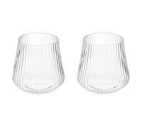 sourcing map 2pcs Wine Glasses 14oz PET with Vertical Grain Drinking Glasses Stemless for Wine Glasses Red White Wine Birthdays Weddings Father's Day Bachelor Parties
