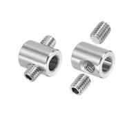 sourcing map 2Pcs Wire Rope Clips, 5mm ID 10mm OD Double Holes Lock Cable Clamps, 304 Stainless Steel Secure Fasteners with M4 Screws for Cable Rigging, Silver
