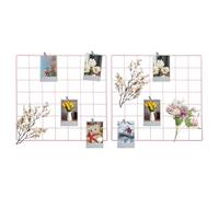 sourcing map 2Pcs Wire Wall Grid Panel, 14" x 14" Metal Photo Hanging Display Grid Shelf Decorative Gridwall Wire Board Organizer with Screw for Art Display Frame Home Decor, Pink