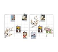 sourcing map 2Pcs Wire Wall Grid Panel, 14" x 14" Metal Photo Hanging Display Grid Shelf Decorative Gridwall Wire Board Organizer with Screw for Art Display Frame Home Decor, White