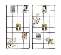 sourcing map 2Pcs Wire Wall Grid Panel, 16" x 8" Metal Photo Hanging Display Grid Shelf Decorative Gridwall Wire Board Organizer with Hook for Art Display Frame Home Decor, Black