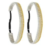 sourcing map 2Pcs Women's Headband, Non-Slip Bling Sparkle Headband Elastic Athletic Hair Head Band for Gym Running Yoga Sports, Workout Travel, Color 8
