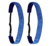 sourcing map 2Pcs Women's Headband, Non-Slip Bling Sparkle Headband Elastic Athletic Hair Head Band for Gym Running Yoga Sports, Workout Travel, Blue