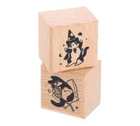sourcing map 2pcs Wood Cat Stamps Wooden Rubber Stamps Cat Circus and Curious Kittens Pattern for Decoration DIY Art Crafts Card Making and Scrapbooking Supplies
