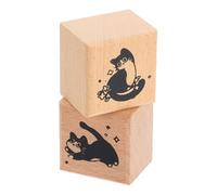 sourcing map 2pcs Wood Cat Stamps Wooden Rubber Stamps Cat Style and Garden Kittens Pattern for Decoration DIY Art Crafts Card Making and Scrapbooking Supplies