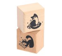 sourcing map 2pcs Wood Cat Stamps Wooden Rubber Stamps Garden Kittens and Kitten Diaries Pattern for Decoration DIY Art Crafts Card Making and Scrapbooking Supplies