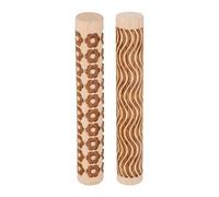 sourcing map 2pcs Wood Clay Roller 10cm Curved Lines Flower Pattern Rolling Pins Wood Rollers Pottery Tools Wood Grain Texture Rollers for Clay Baking Dough Playdough DIY