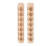sourcing map 2pcs Wood Clay Roller 10cm Grass Pine Tree Pattern Rolling Pins Wood Rollers Pottery Tools Wood Grain Texture Rollers for Clay Baking Dough Playdough DIY