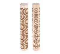 sourcing map 2pcs Wood Clay Roller 10cm Snowflake Curved Lines Pattern Rolling Pins Pottery Tools Wood Grain Texture Rollers for Clay Baking Dough Playdough DIY