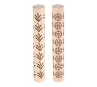 sourcing map 2pcs Wood Clay Roller 10cm Snowflake Grass Pattern Rolling Pins Pottery Tools Wood Grain Texture Rollers for Clay Baking Dough Playdough DIY