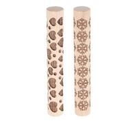 sourcing map 2pcs Wood Clay Roller 10cm Snowflake Heart Pattern Rolling Pins Pottery Tools Wood Grain Texture Rollers for Clay Baking Dough Playdough DIY