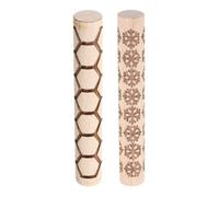 sourcing map 2pcs Wood Clay Roller 10cm Snowflake Hexagon Pattern Rolling Pins Pottery Tools Wood Grain Texture Rollers for Clay Baking Dough Playdough DIY