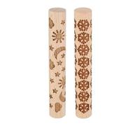 sourcing map 2pcs Wood Clay Roller 10cm Snowflake Moon and Stars Pattern Rolling Pins Wood Rollers Pottery Tools Wood Grain Texture Rollers for Clay Baking Dough Playdough DIY