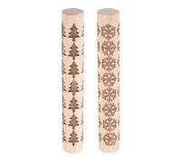 sourcing map 2pcs Wood Clay Roller 10cm Snowflake Pine Tree Pattern Rolling Pins Pottery Tools Wood Grain Texture Rollers for Clay Baking Dough Playdough DIY
