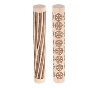 sourcing map 2pcs Wood Clay Roller 10cm Snowflake Wood Grain Texture Pattern Rolling Pins Pottery Tools Rollers for Clay Baking Dough Playdough DIY
