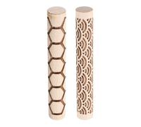 sourcing map 2pcs Wood Clay Roller 10cm Water Wave Hexagon Pattern Rolling Pins Pottery Tools Wood Grain Texture Rollers for Clay Baking Dough Playdough DIY