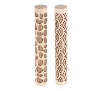 sourcing map 2pcs Wood Clay Roller 10cm Water Wave Pebble Pattern Rolling Pins Pottery Tools Wood Grain Texture Rollers for Clay Baking Dough Playdough DIY