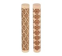 sourcing map 2pcs Wood Clay Roller 10cm Water Wave Snowflake Pattern Rolling Pins Wood Rollers Pottery Tools Wood Grain Texture Rollers for Clay Baking Dough Playdough DIY