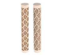 sourcing map 2pcs Wood Clay Roller 4" Water Wave Fan Pattern Rolling Pins Pottery Tools Wood Grain Texture Rollers for Clay Baking Dough Playdough DIY