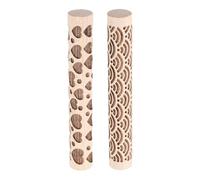 sourcing map 2pcs Wood Clay Roller 4" Water Wave Heart Pattern Rolling Pins Pottery Tools Wood Grain Texture Rollers for Clay Baking Dough Playdough DIY