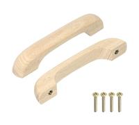 sourcing map 2Pcs Wood Drawer Pulls Handles Set 96mm/3.78" Hole Spacing Beech Wood Kitchen Cabinets Knobs Handle Dresser Furniture, Wood Color