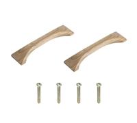 sourcing map 2Pcs Wood Drawer Pulls Handles with Screws Set 96mm/3.78" Hole Spacing Walnut Wood Cabinets Dresser Furniture, Brown