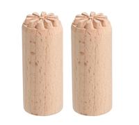 sourcing map 2pcs Wood Pottery Tools Stamps 0.8" Dia 2" Length Wood Block Print Stamps Floral Pattern for Cookie Cake Dessert