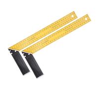 sourcing map 2Pcs Woodworking Square Ruler 14" Carbon Steel Try Square Metric Precision Framing Carpenter Tool Right Angle Ruler with Aluminium Handle for Professional Carpentry, Yellow Black