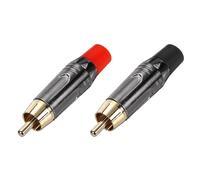 sourcing map 2PcsRCA male plugs/connector/adapter, Speaker Wire Connector, RCA Solder Gold-Plated Copper Male Stereo Audio Connector Adapter 8MM Jack(Gray Red/Gray Black Rubber Ring)