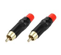 sourcing map 2PcsRCA male plugs/connector/adapter, Speaker Wire Connector, RCA Solderless Gold-Plated Copper Male Stereo Audio Connector Adapter 8MM Jack(Black, Red/black Rubber Ring)