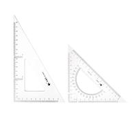 sourcing map 2piece Triangle Ruler Square Set 18cm, 16cm 30/60 and 45/90 Degrees Measuring Tools for Classrooms Home Office, Transparent