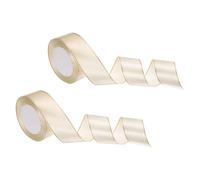 sourcing map 2Roll Satin Ribbon (40mm x 22m, Light White) Double Golden Edge Fabric Ribbons - Elegant & Non-Fading, for Gift Wrapping Bows Making Floral Bouquets Wedding Party Decoration