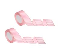 sourcing map 2Roll Satin Ribbon (40mm x 22m, Pink) Double Golden Edge Fabric Ribbons - Elegant & Non-Fading, for Gift Wrapping Bows Making Floral Bouquets Wedding Party Decoration
