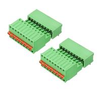 sourcing map 2set 2.5mm 0.1" Pitch PCB Terminal Block Connector 9 Pin 90 Degree Pin Male Female Pluggable Quick PCB Wiring Terminals for 27-20AWG Cable Mechanical Equipment, Green