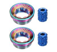 sourcing map 2Set Bike Crank Cover Screws M20 Aluminum Alloy Bicycle Crank Fixing Bolt Crankset Arm Chainwheel Screws with Installation Tools for Mountain Bike, Colorful