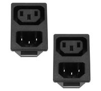 sourcing map 2set C13 C14 Panel Mount Plug Adapter AC 250V 10A 3 Pins IEC Male Inlet Module Plug Power Connector Socket Straight