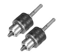 sourcing map 2set Drill Chucks, 3/8-24UNF Threaded 1.5-10mm Capacity with Chuck Key Round Shank for Electric Impact Corded Drill