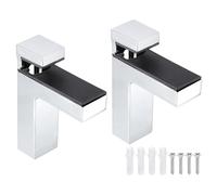 sourcing map 2Set Glass Shelf Bracket, Wood/Glass Shelf Holder Support Wall Mount Polished Chrome Adjustable Shelves Clamp for 3-36mm(0.12"-1.42") Glass, Silver