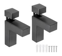 sourcing map 2Set Glass Shelf Bracket, Wood/Glass Shelf Holder Support Wall Mount Powder Coated Adjustable Shelves Clamp for 3-35mm(0.12"-1.38") Glass, Black