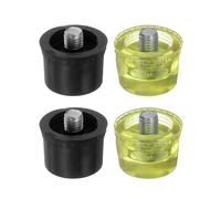 sourcing map 2set Hammer Replacement Heads 35m/1.4" Dia Double Faced Plastic & Polyurethane Mallet Accessories for Leather Crafts Wood Flooring Installation, Black Yellow