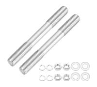 sourcing map 2Set M12x120mm Double Ended Stud Screws, 304 Stainless Steel Dual Threaded Rod Bar Bolts Studs with Nut Washer for House Maintenance Structural Anchoring Fastening Screw