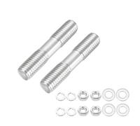 sourcing map 2Set M12x55mm Double Ended Stud Screws, 304 Stainless Steel Dual Threaded Rod Bar Bolts Studs with Nut Washer for House Maintenance Structural Anchoring Fastening Screw