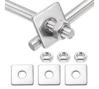 sourcing map 2Set M8x60mm Fully Threaded Rod, 304 Stainless Steel Threaded Rods Bar Studs Right Hand Threads with Nut Square Washer for Structural Anchoring Fastening Screw