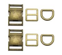 sourcing map 2Set Metal Side Release Buckles 0.6" Adjustable Quick Release Buckle with Tri-Glide Sliders D Rings for Nylon Strap Backpack Webbing Craft Dog Collars, Bronze