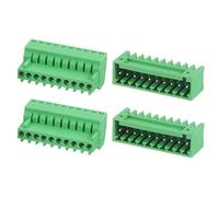 sourcing map 2Set PCB Terminal Block, 125V 4A Male&Female 10 Pin 2.54mm Distance PCB Screw Mount Terminal Block Connector for Industrial Use, Electronic Projects, Green