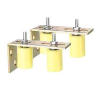 sourcing map 2Set Slide Gate Guide Roller, 1-5/8" Dia x 2-3/8" Length Nylon Rollers Gate Support Assembly with L-Rear Post Bracket, Universal Ball Bearing Gate Guider for Sliding Door, Yellow